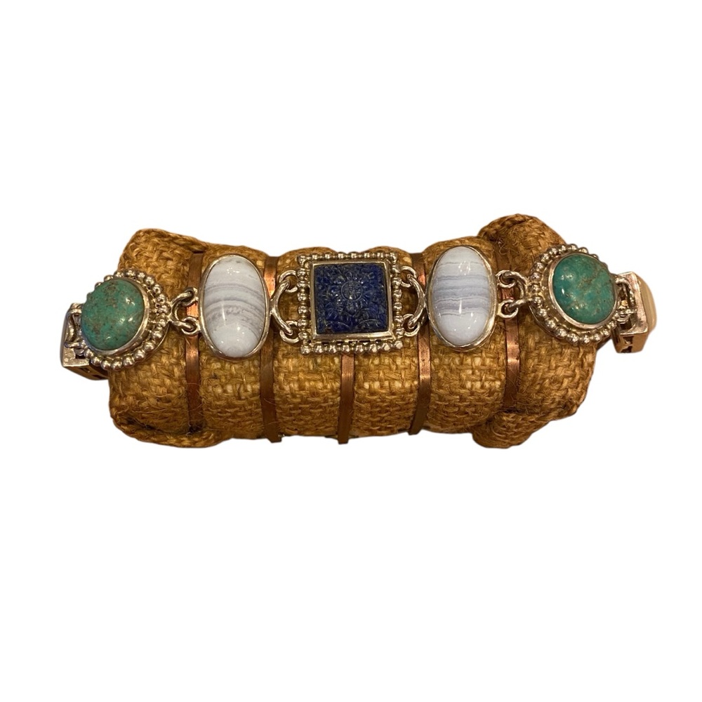 Sterling Silver Whitney Kelly Multi Stone Toggle Link Bracelet 8"